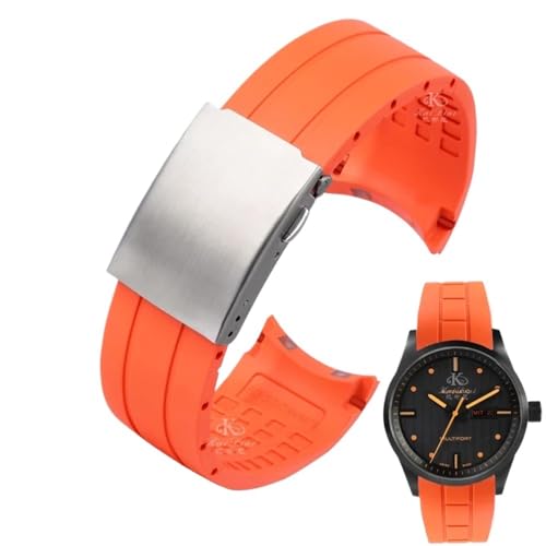 PctkeLsend 23 mm 22 mm Silikonarmband passend for Citizen Der Blaue Engel 2. Generation JY8078-52L JY8035/8085 passend for Mido Helmsman M005(A orange silver,23mm) von PctkeLsend