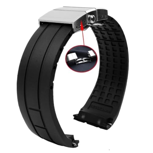 PctkeLsend 23 mm 22 mm Silikonarmband passend for Citizen Der Blaue Engel 2. Generation JY8078-52L JY8035/8085 passend for Mido Helmsman M005(B black silver,23mm) von PctkeLsend