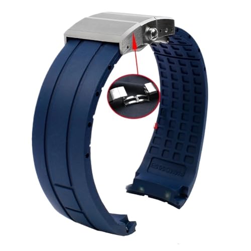 PctkeLsend 23 mm 22 mm Silikonarmband passend for Citizen Der Blaue Engel 2. Generation JY8078-52L JY8035/8085 passend for Mido Helmsman M005(B blue silver,23mm) von PctkeLsend