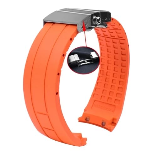 PctkeLsend 23 mm 22 mm Silikonarmband passend for Citizen Der Blaue Engel 2. Generation JY8078-52L JY8035/8085 passend for Mido Helmsman M005(B orange silver,22mm) von PctkeLsend