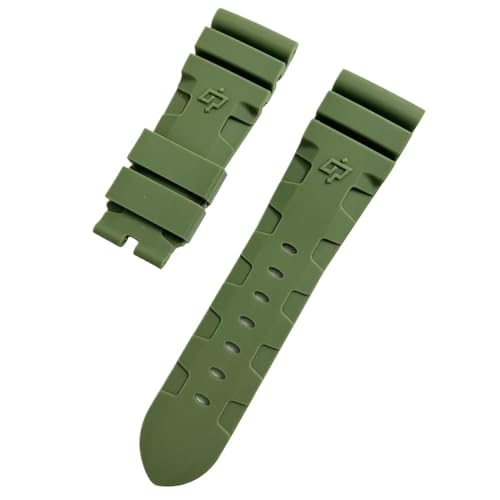 PctkeLsend 24, 26 mm Herren-Armband aus Silikonkautschukgel mit Blitzverschluss, passend for Panerai PAM 441 386(Army Green,26MM_SILVER BUCKLE) von PctkeLsend