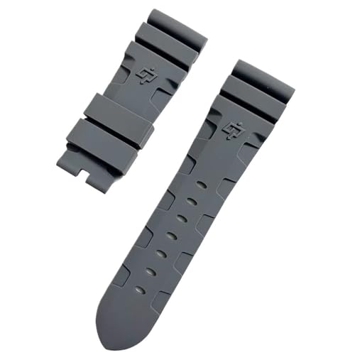 PctkeLsend 24, 26 mm Herren-Armband aus Silikonkautschukgel mit Blitzverschluss, passend for Panerai PAM 441 386(Gray,26MM_BLACK BUCKLE) von PctkeLsend