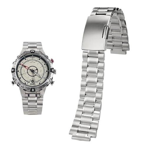 PctkeLsend 24 x 16 mm Herren-Armband aus massivem Edelstahl passend for Timex Tides T45601 T2N721 T2N720 T2N739 TW2T76500(B - silvery) von PctkeLsend