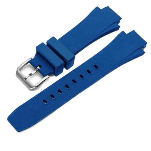 PctkeLsend 26 x 16 mm Silikon-Gummi-Ersatzarmband mit Dornschließe, passend for IWC Aquatimer IW354807(Blue Silver) von PctkeLsend