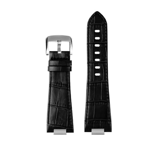 PctkeLsend 27 * 12mm Konvexen joint verfeinert metall Edelstahl/Leder Armband Fit for Tissot PRX Super Player T137410A/407A(Black-S pin) von PctkeLsend