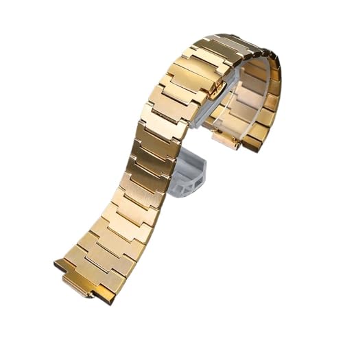 PctkeLsend 27 * 12mm Konvexen joint verfeinert metall Edelstahl/Leder Armband Fit for Tissot PRX Super Player T137410A/407A(Gold) von PctkeLsend