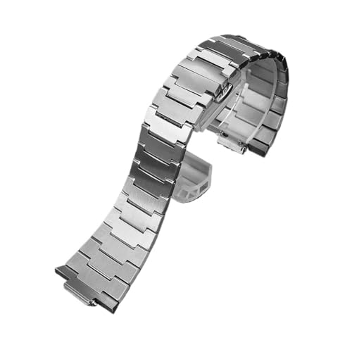 PctkeLsend 27 * 12mm Konvexen joint verfeinert metall Edelstahl/Leder Armband Fit for Tissot PRX Super Player T137410A/407A(Silver) von PctkeLsend