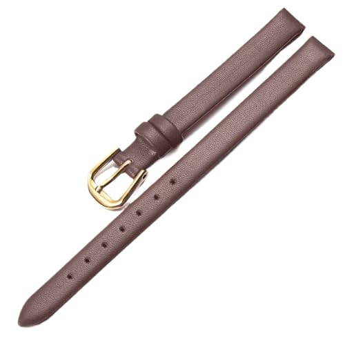 PctkeLsend 6-14mm Damen Echtes Leder mode mini kleine Armband(Brown gold buckle,8mm) von PctkeLsend