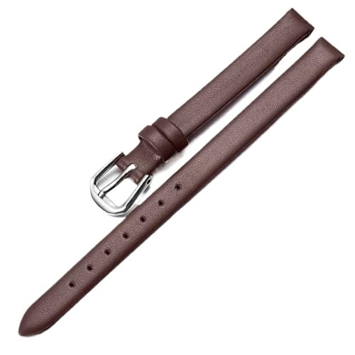 PctkeLsend 6-14mm Damen Echtes Leder mode mini kleine Armband(Brown silver buckle,8mm) von PctkeLsend