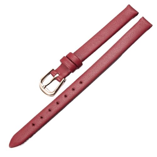 PctkeLsend 6-14mm Damen Echtes Leder mode mini kleine Armband(Red rose buckle,14mm) von PctkeLsend