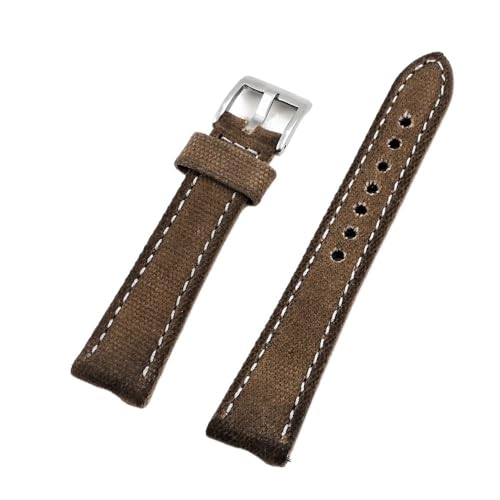 PctkeLsend Handgefertigtes Canvas-Uhrenarmband 18 20 22 24 mm Retro-Armband Herrenuhr Armband Ersatzgürtel Grau Blau Braun Grün(DarkBrown,20MM_70-110MM) von PctkeLsend