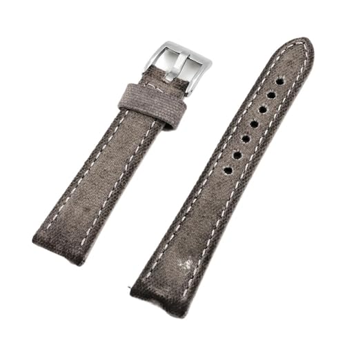 PctkeLsend Handgefertigtes Canvas-Uhrenarmband 18 20 22 24 mm Retro-Armband Herrenuhr Armband Ersatzgürtel Grau Blau Braun Grün(Gray,24MM_70-110MM) von PctkeLsend