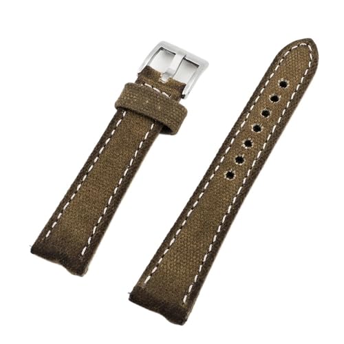 PctkeLsend Handgefertigtes Canvas-Uhrenarmband 18 20 22 24 mm Retro-Armband Herrenuhr Armband Ersatzgürtel Grau Blau Braun Grün(Green,24MM_70-110MM) von PctkeLsend