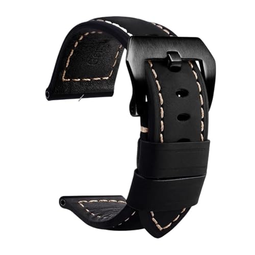 PctkeLsend Herren-Armband aus Wildleder und Rindsleder mit Metall-Dornschließe, passend for Panerai PAM441 386 111(Black black,22mm) von PctkeLsend