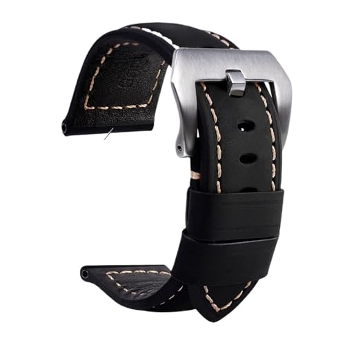 PctkeLsend Herren-Armband aus Wildleder und Rindsleder mit Metall-Dornschließe, passend for Panerai PAM441 386 111(Black silver,22mm) von PctkeLsend