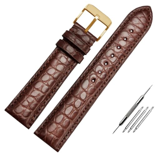 PctkeLsend Herren-Armband aus echtem Leder mit Edelstahlschnalle, 18–22 mm(A-brown-gold,19mm) von PctkeLsend