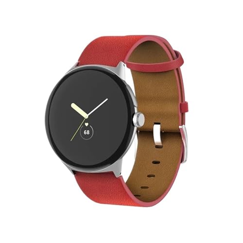 PctkeLsend Lückenloses Echtleder-Armband passend for Google Pixel Watch Herren Damen(Red) von PctkeLsend