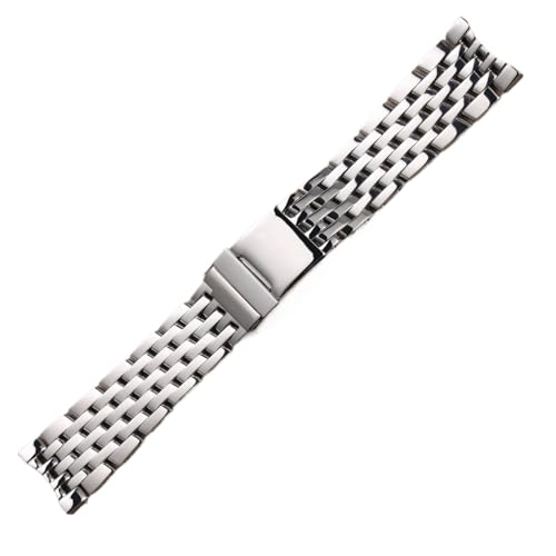 PctkeLsend Neu 7 Perlen 22mm 24mm Poliertes Silber Massiv Edelstahl Armband passend for Breitling Navitimer Uhrenarmband(24mm) von PctkeLsend