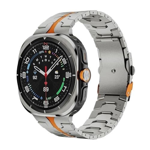 Titan-Metallarmband, passend for Samsung Galaxy Watch Ultra 7 47 mm. Business-Herrenarmband, passend for SAMSUNG GALAXY ULTRA 7 47 mm Armband mit gebogenem Ende(Titanium orange) von PctkeLsend