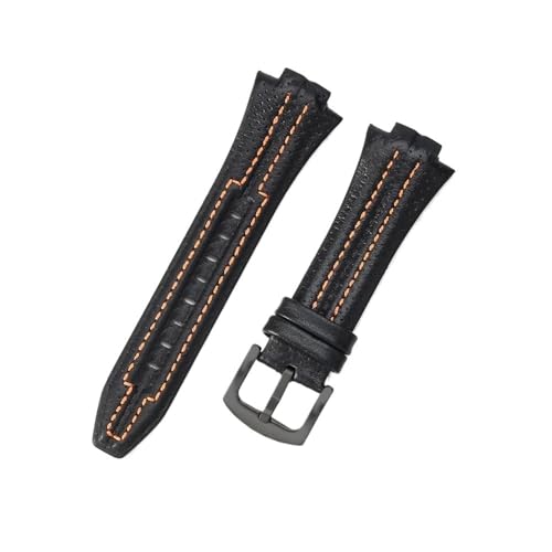 Uhrenarmbänder aus echtem Leder, passend for Seiko Sportura SNL029P2 SNL021P1 SNA595P2 SNL017P1 Armband 15 x 27 mm(BlackOrange-Black-K2) von PctkeLsend
