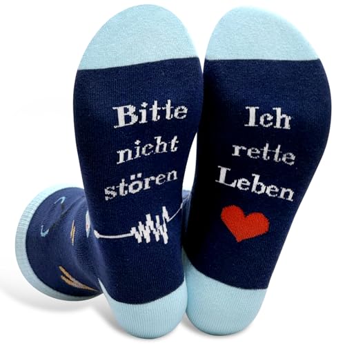 Pcuntslo Lustige Socken für Männer - Witzige Geschenkidee für Papa & Opa, Herrensocken Größe 43-46, Perfekt für Vatertag, Weihnachten (DE/NL/SE/PL, Numerisch, 43, 46, Regular, Regular, Rette Leben) von Pcuntslo