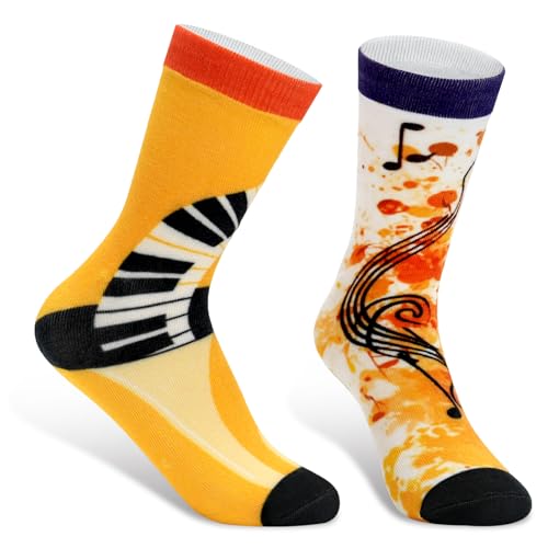 Socken Damen für Männer Lustige Geschenke Odd Bunte Baumwollsocken Socks Geburtstagsge Schenke Ostersockens Jugendliche Personalisiert Happy Socks Women EU 36-42 Musik Klavier von Pcuntslo