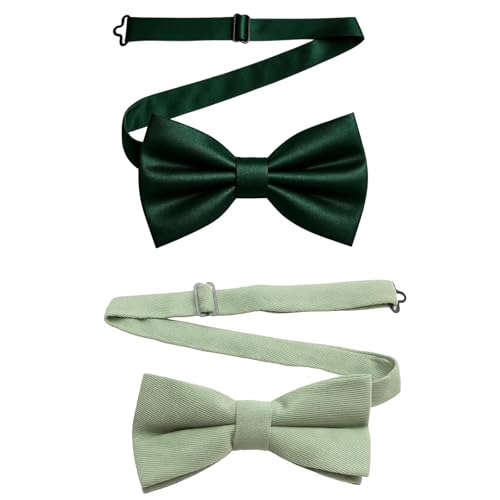PcvGef Fliege Grün, Elegante Fliege Herren, 2er Set Grüne Fliegen für formelle Anlässe und täglichen Stil, Polyester-Material, 12×6 cm von PcvGef