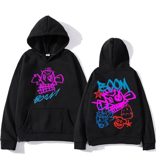 Hoodies Kinder Große Größe Pullover Ji-nxs Cartoon Cartoon Doppelseitiger Druck Sweatshirt Männer Und Frauen Frühling Und Herbst Mode Lässig Langarm Sweatshirt XS ~ 3XL-Black||xx_l von Pdaidou