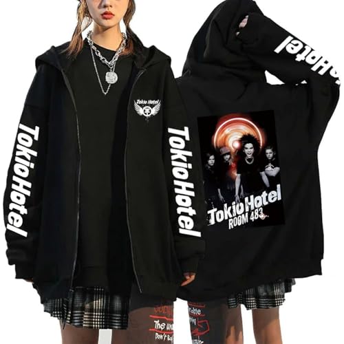 Hoodies Tokio Rock Band Hotel Cartoon Print Mode Pullover Männer Und Frauen Große Größe Reißverschluss Sweatshirt Hip Hop Jacke Y2k Schwarze Jacke XS~3XL-Black&04||xx_l von Pdaidou
