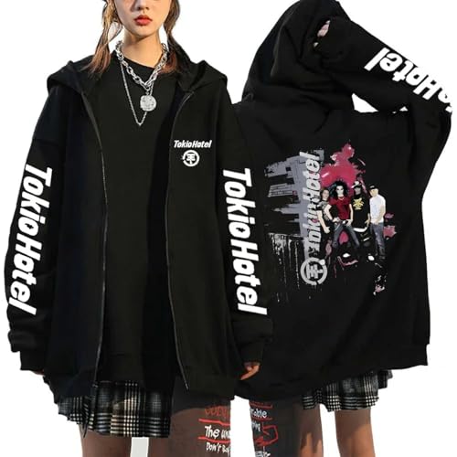 Hoodies Tokio Rock Band Hotel Cartoon Print Mode Pullover Männer Und Frauen Große Größe Reißverschluss Sweatshirt Hip Hop Jacke Y2k Schwarze Jacke XS~3XL-Black&05||s von Pdaidou
