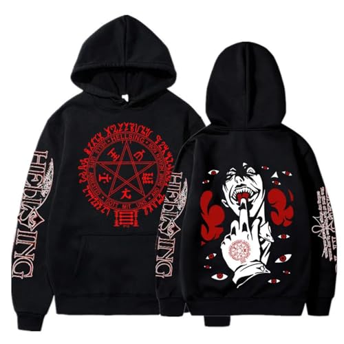 Kinder Hoodie Retro Casual Langarm Pullover Hellsing Ultimate Anime Cartoon Print Sweatshirt Klassische Unisex Kleidung Oberbekleidung-Black||x_l von Pdaidou