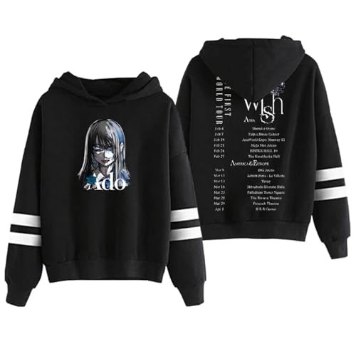 Pdaidou Hoodies ADO World Tour Sweatshirts Herren Damen Gestreifte Langarmpullover Singer's Peripheral Pullover-Black||m von Pdaidou