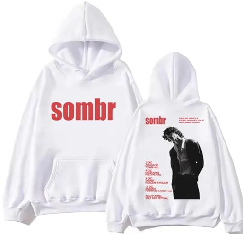 Pdaidou Sombr Merch 2025 Tour Hoodies Langarm Hip Hop Pullover Herbst/Winter Harajuku Retro Sweatshirt Fan Geschenk-White||m von Pdaidou