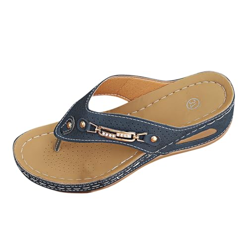 2024 Neu Flip-Flops, Einfarbig Flip Flops Elegant Lässige Zehensandalen Breite Füße Sommerschuhe Flipflopssandalen Open Toe Bequem Sandalen Zehentrenner Leichte Schicke Damen Schuhe Flip-Flops von Pdakieyxnd