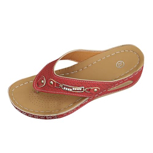 2024 Neu Flip-Flops, Einfarbig Flip Flops Elegant Lässige Zehensandalen Breite Füße Sommerschuhe Flipflopssandalen Open Toe Bequem Sandalen Zehentrenner Leichte Schicke Damen Schuhe Flip-Flops von Pdakieyxnd