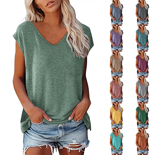 Blusen & Tuniken Für Damen - Einfarbiges V-Ausschnitt Bluse mit Fledermausärmeln, Große Größen V Ausschnitt Blusenshirt Longshirt Mode Frauen Trikot Tunika Tshirt Pullover Bunt Lässig Hemd Grün von Pdakieyxnd