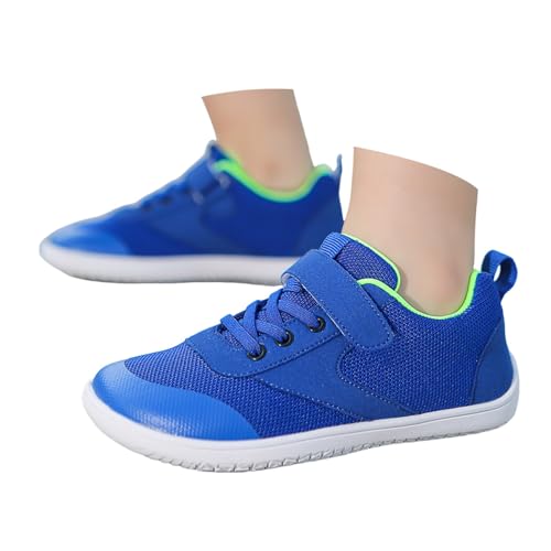 Pdakieyxnd Barfußschuhe Jungen Mädchen Breite Leicht Sneaker - Walking Schuhe Freizeit Outdoor Turnschuhe Gymnastikschuhe Atmungsaktiv Blau von Pdakieyxnd