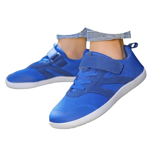 Pdakieyxnd Barfußschuhe Jungen Mädchen Breite Leicht Sneaker - Walking Schuhe Freizeit Outdoor Turnschuhe Gymnastikschuhe Atmungsaktiv Blau von Pdakieyxnd
