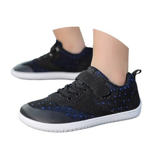Pdakieyxnd Barfußschuhe Jungen Mädchen Breite Leicht Sneaker - Walking Schuhe Freizeit Outdoor Turnschuhe Gymnastikschuhe Atmungsaktiv Schwarz von Pdakieyxnd