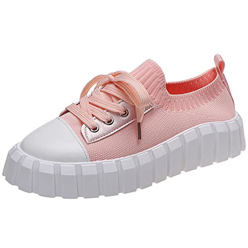 Pdakieyxnd Damen Turnschuhe Sneaker Dicke Sohlen Leicht Sportschuhe Jogging Sport Schnürschuhe mit Schnürsenkeln Einfarbige Flache Schuhe Sale Frühling Schuhe Gym Laufschuhe von Pdakieyxnd