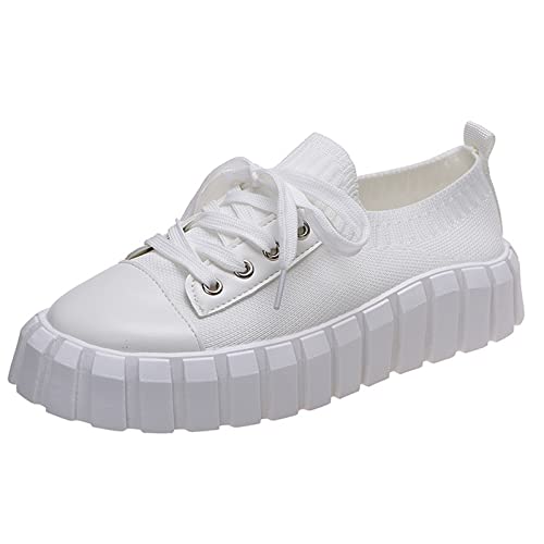 Pdakieyxnd Damen Turnschuhe Sneaker Dicke Sohlen Leicht Sportschuhe Jogging Sport Schnürschuhe mit Schnürsenkeln Einfarbige Flache Schuhe Sale Frühling Schuhe Gym Laufschuhe von Pdakieyxnd