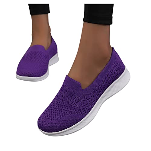 Pdakieyxnd Damenschuhe Elegant Und Bequem, Sommerschuhe Damen Sommer Leicht Sneaker - Walkingschuhe Gym Offene Schlupfschuhe Turnschuhe Mesh Kletterschuhe Lila von Pdakieyxnd