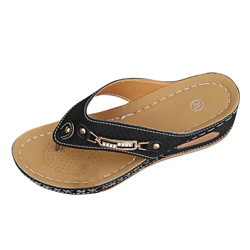 Pdakieyxnd Flip Flops Damen Elegant: Hohl Zehentrenner Sommer Rutschfest Flip Flops Weite H Sandalen Flip-Flops Römische Flach Pantoletten Flipflopssandalen Bequem Latschen Sandaletten Zehensandalen von Pdakieyxnd