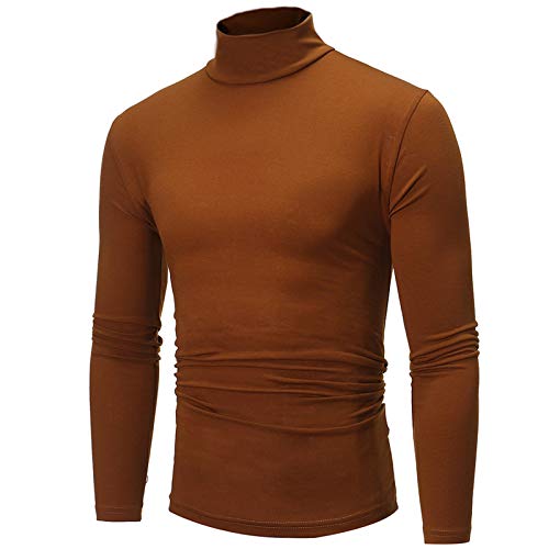 Pdakieyxnd Rollkragenpullover Herren, Langarmshirt Herren Rollkragenpullover Regular Fit Langarmshirts Rollkragen Pullover Baumwolle Sweatshirt Unterzieh Elastisch Einfarbig(05 Coffee,L) von Pdakieyxnd