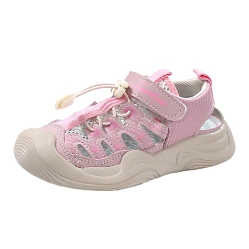 Pdakieyxnd Sandalen Kinder Mit Drehknopf Geschlossene Sneaker - Sommer Badesandalen Outdoor Trekking Schuhe Wandersandale Weite Kinderschuhe Junge Trekkingsandalen (Rosa,27 EU) von Pdakieyxnd