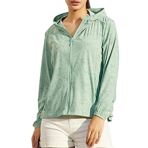 UV Schutzkleidung Damen Sommer Sun Hoodie Langarm Wandershirt Atmungsaktiv Wanderbekleidung LäSsig UV Kleidung Einfarbig Leichte UV-Shirt Mode Sportshirt Laufjacke von Pdakieyxnd