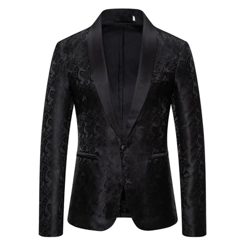 Pdakieyxnd Weihnachts Sakko Herren: Christmas Party Nachtklub Paillettenjacke Glamour-Outfit Geschenk Winter Geeignet Lustig Paillettenblazer Modisch Sexy Modern Glitzersakko Metallic(#01 Black,XL) von Pdakieyxnd