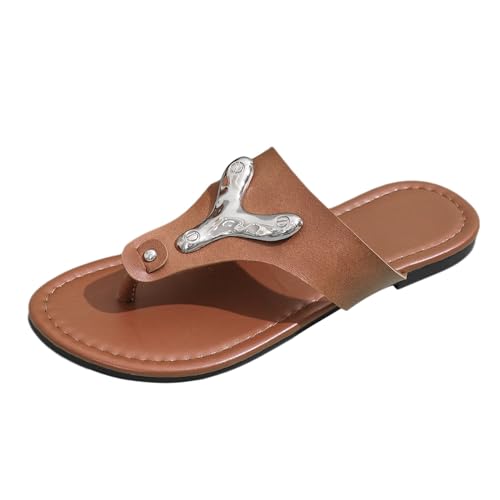 Pdakieyxnd Zehentrenner Sandalen Damen Rutschfest Sommer Flipflopssandalen Flip-Flops Open Toe Flach Elegant Flip Flops Zehentrenner Frauen Leichte Bequem Zehensandalen Sandaletten von Pdakieyxnd