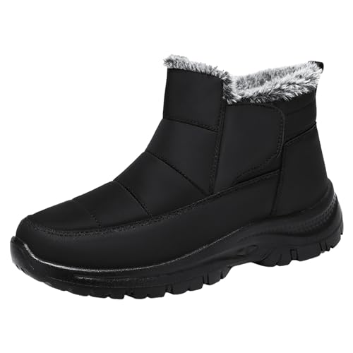 Waldläufer Schuhe Damen: Outdoors Mode Wasserdichtes Glattes Winterschuhe Flauschige Wasserdicht Coole Wechselfußbett Schneeschuhe Komfort Stylische Outdoor Pelzgefütterte Winterstiefel von Pdakieyxnd