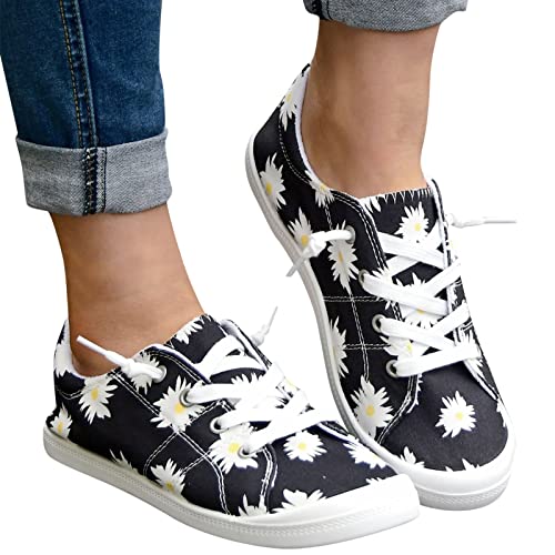 Weiße Stoffschuhe Damen, Stoffschuhe Damen Leichte Low Canvas Sneaker - Frauen Classic Freizeitschuhe Laufschuhe Weiß Walkingschuhe Turnschuh von Pdakieyxnd